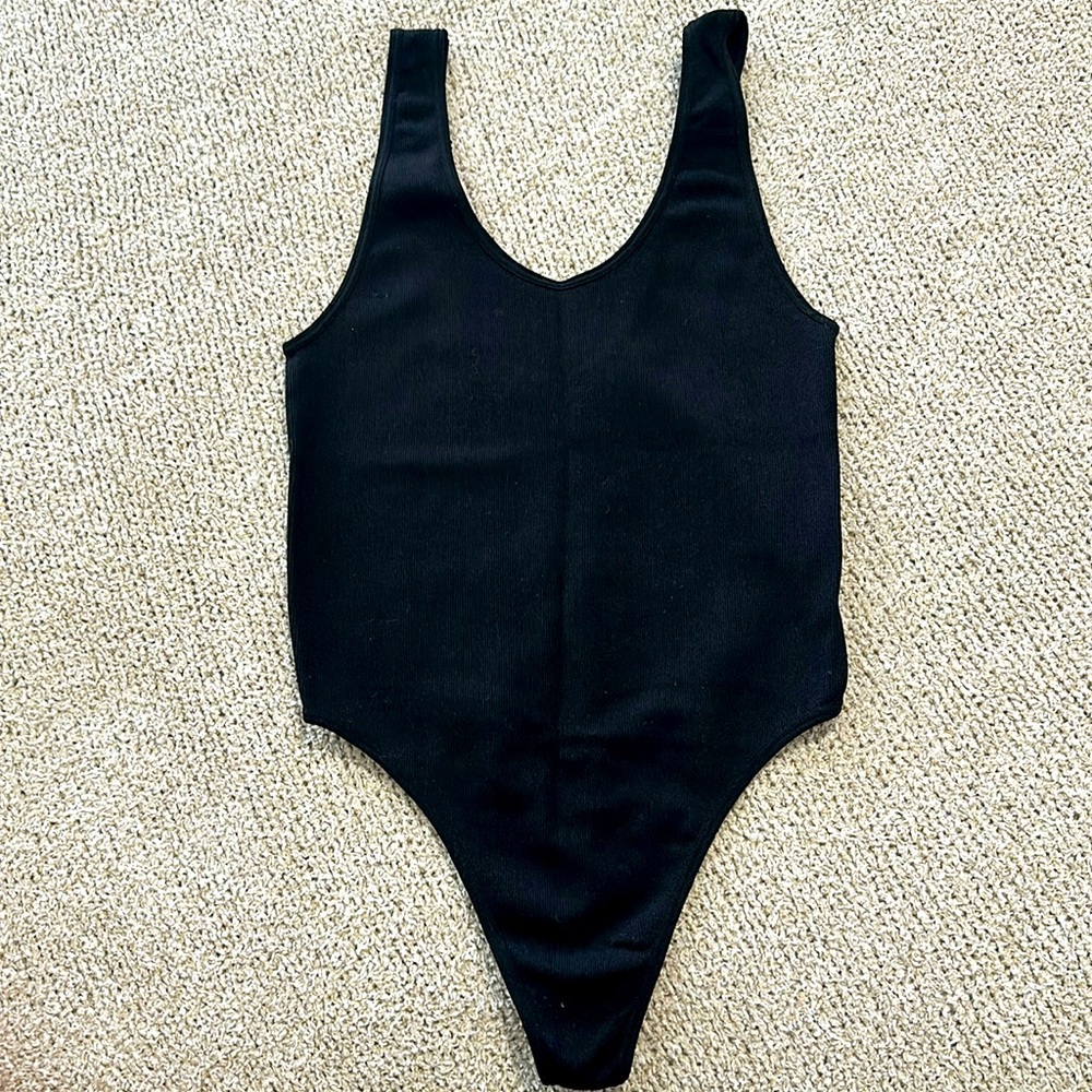 NWOT flattering black thong bodysuit